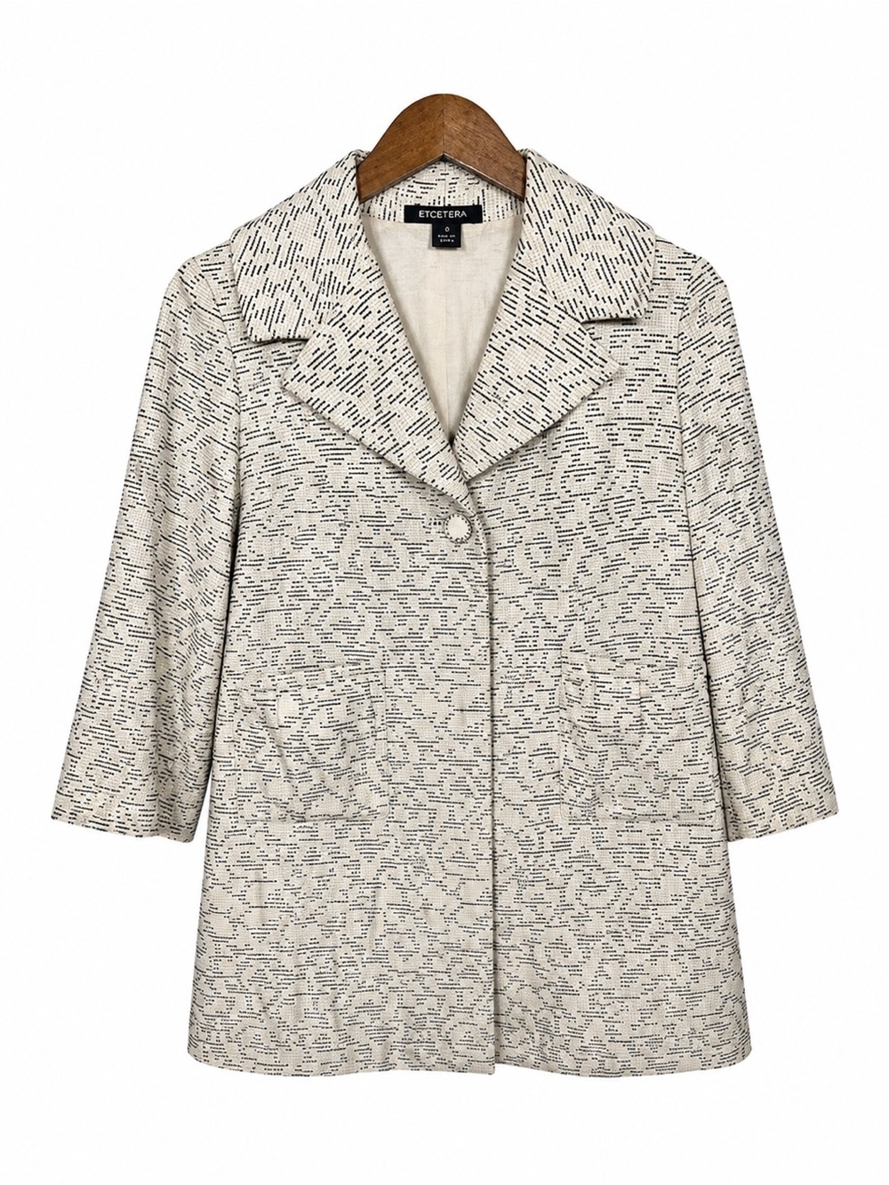 Etcetera Textured Cotton Blend Blazer Jacket Size 0 Career Wear Quiet Luxury